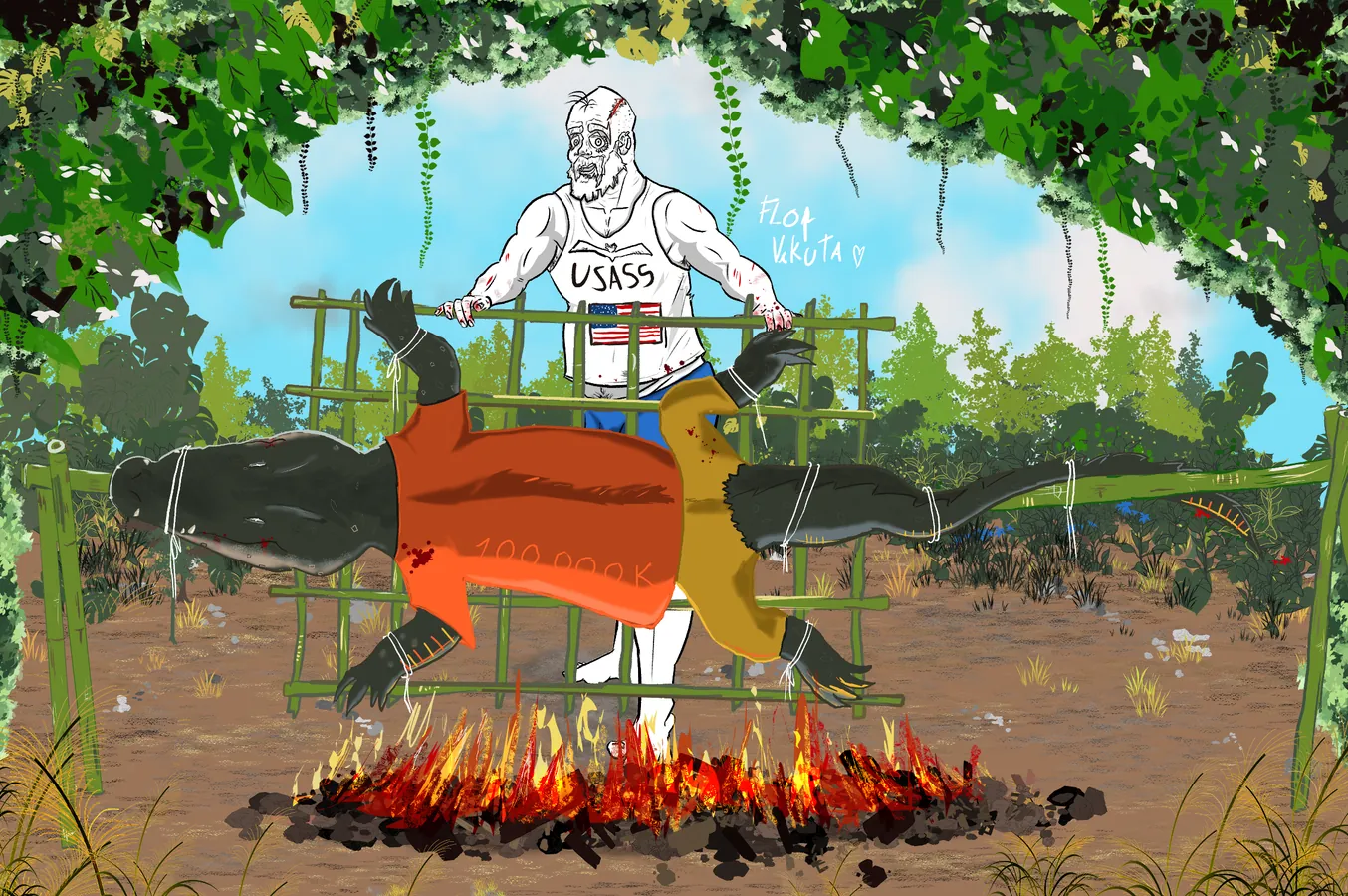 Illustration de Flop Vikuta : scène jungle 100 000 abonnés